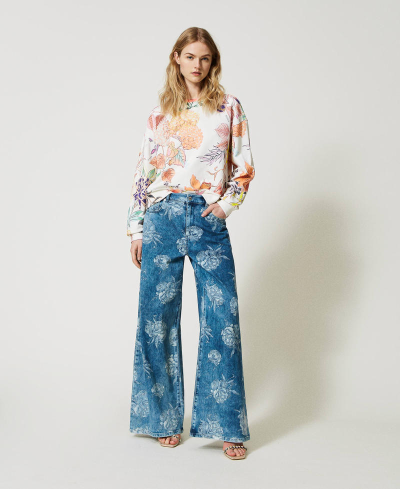 Rose print jeans outlet