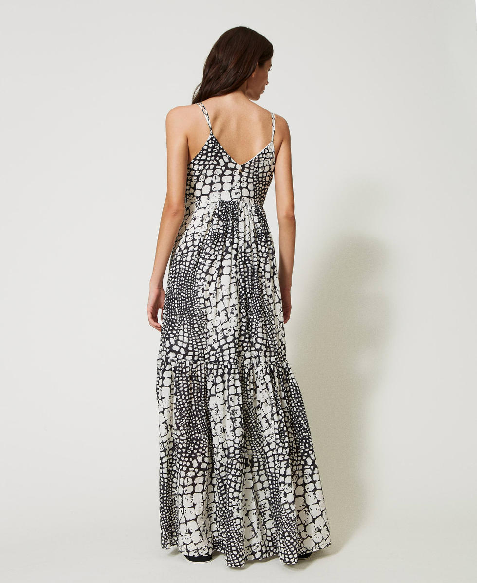 Gestuftes Maxikleid aus bedrucktem Musselin