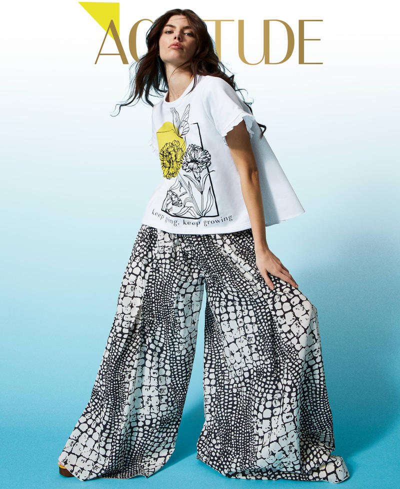 Printed muslin palazzo trousers