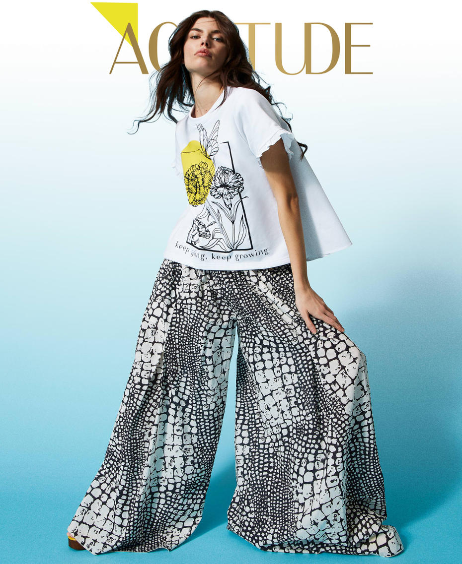 Printed muslin palazzo trousers