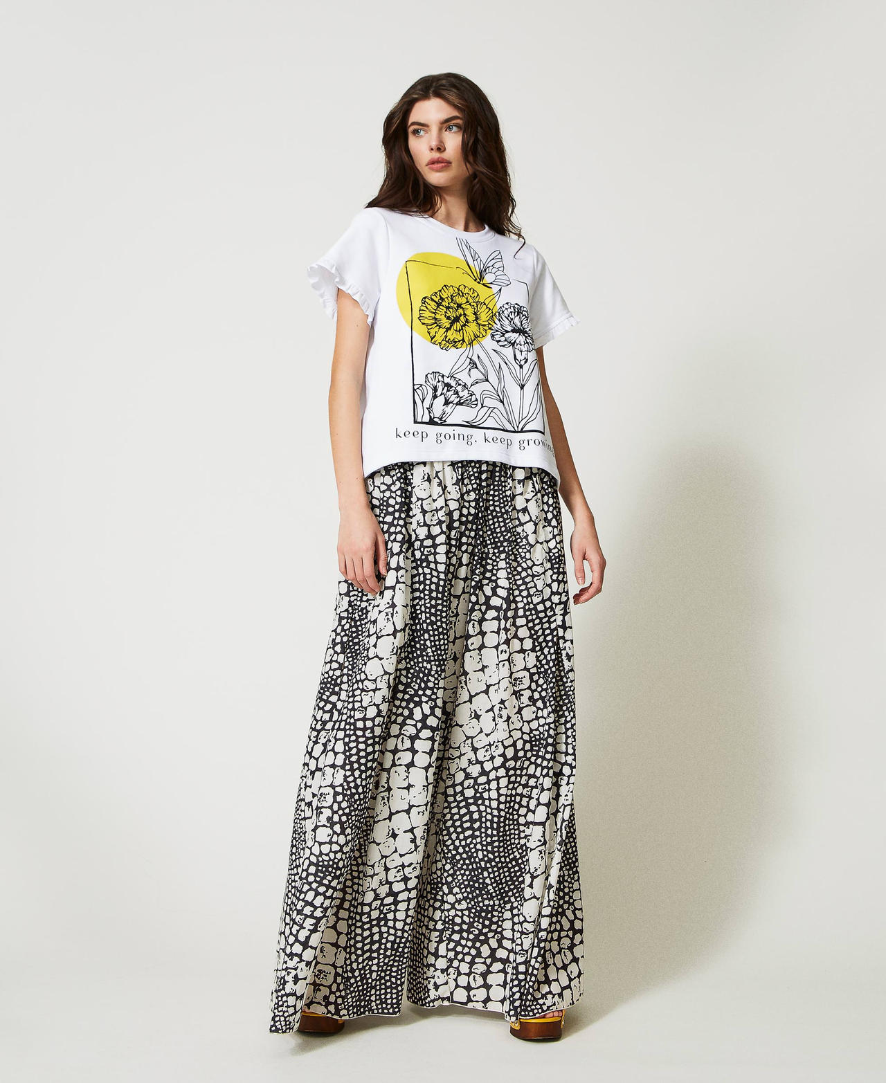 Printed muslin palazzo trousers