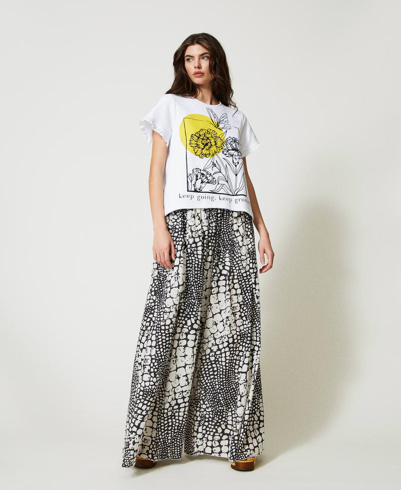 Printed muslin palazzo trousers