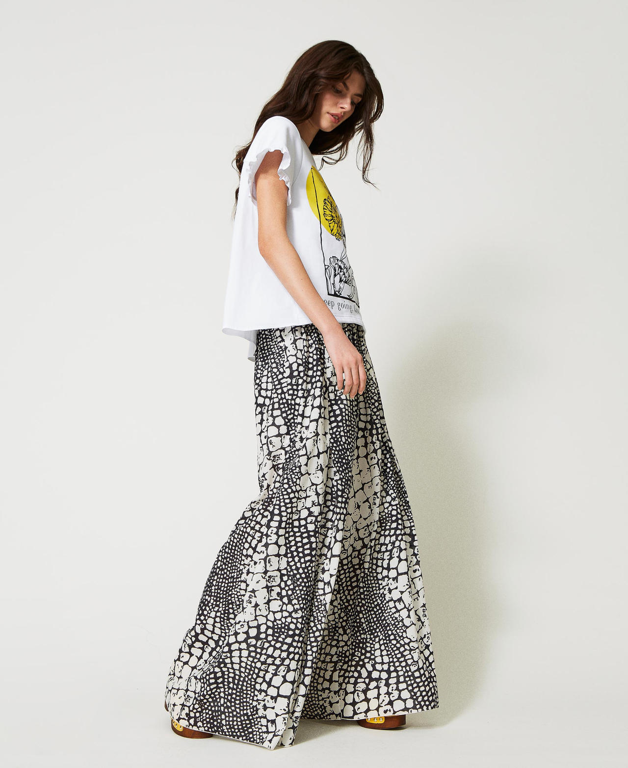 Printed muslin palazzo trousers