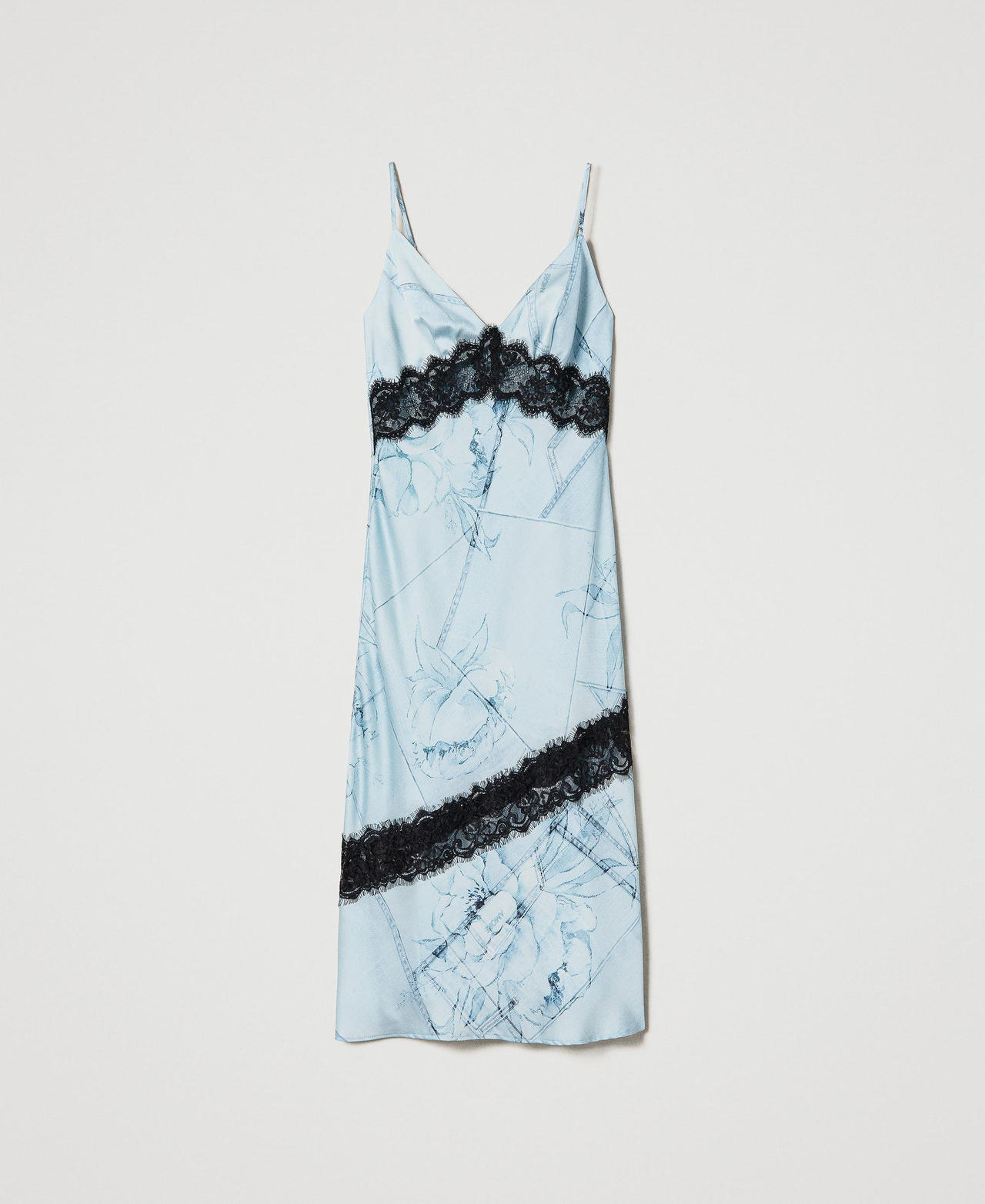 Robe nuisette en satin avec dentelle