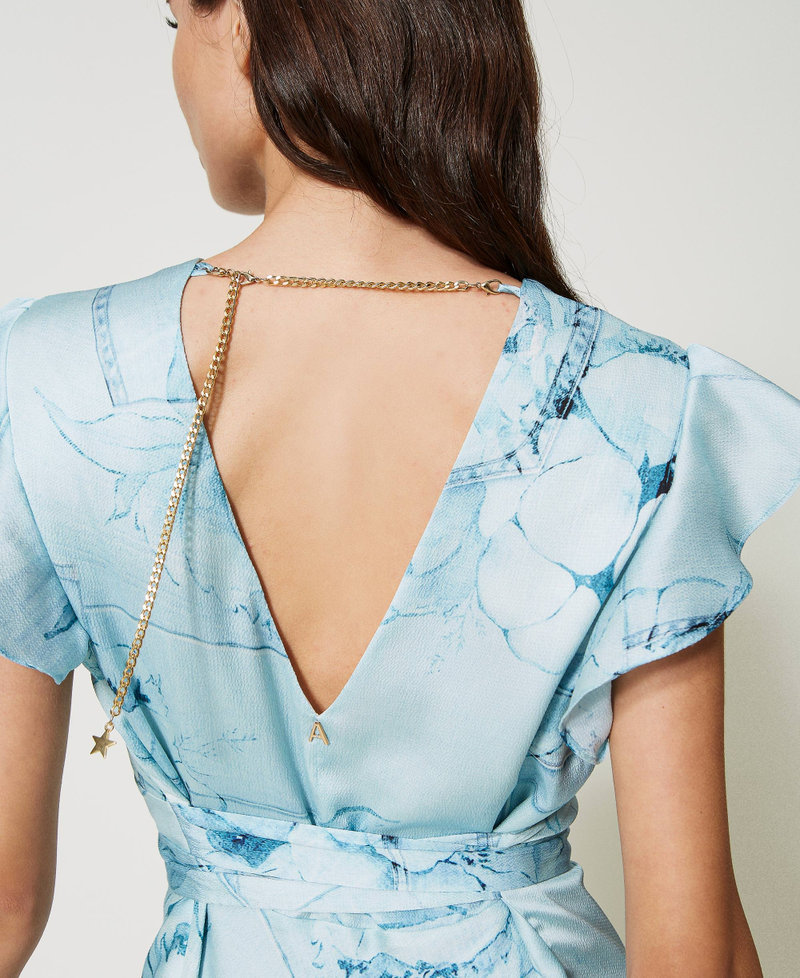 Robe courte en satin imprim&eacute;