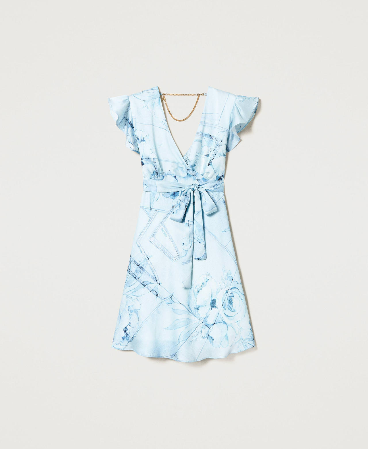 Printed satin short dress