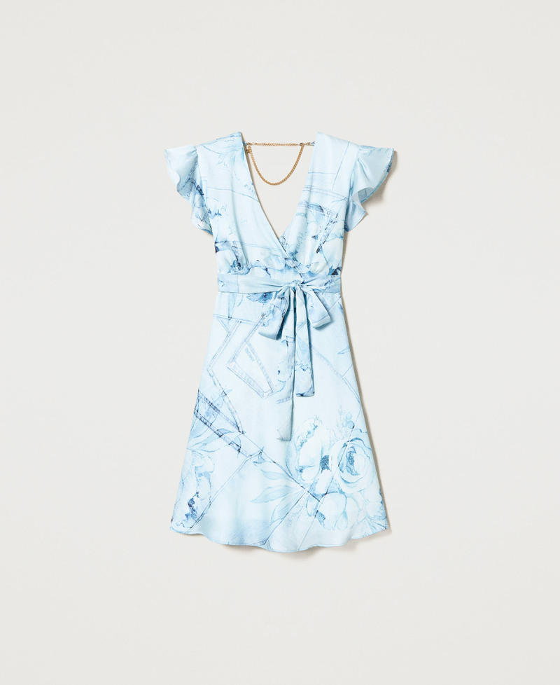 Robe courte en satin imprim&eacute;