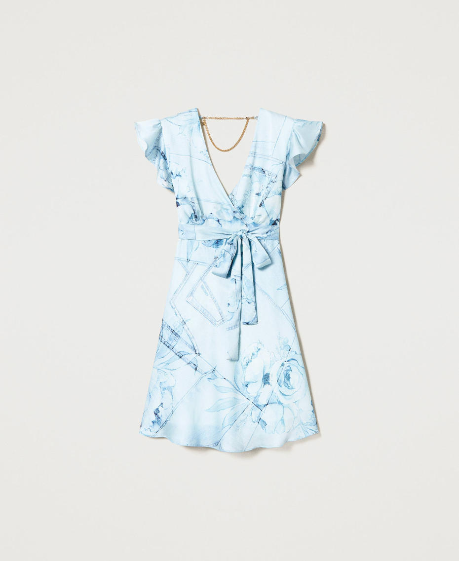 Robe courte en satin imprim&eacute;