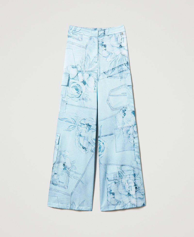 Pantalon cargo en satin imprimé