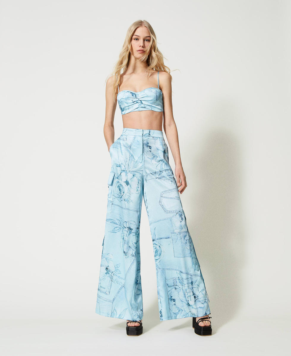 Printed satin top