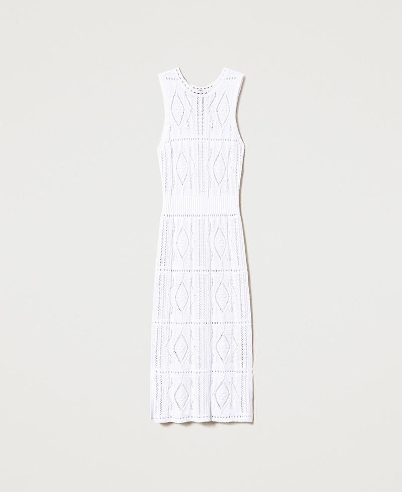 Midi knit dress with diamonds Bright White Woman 231AT3061-0S