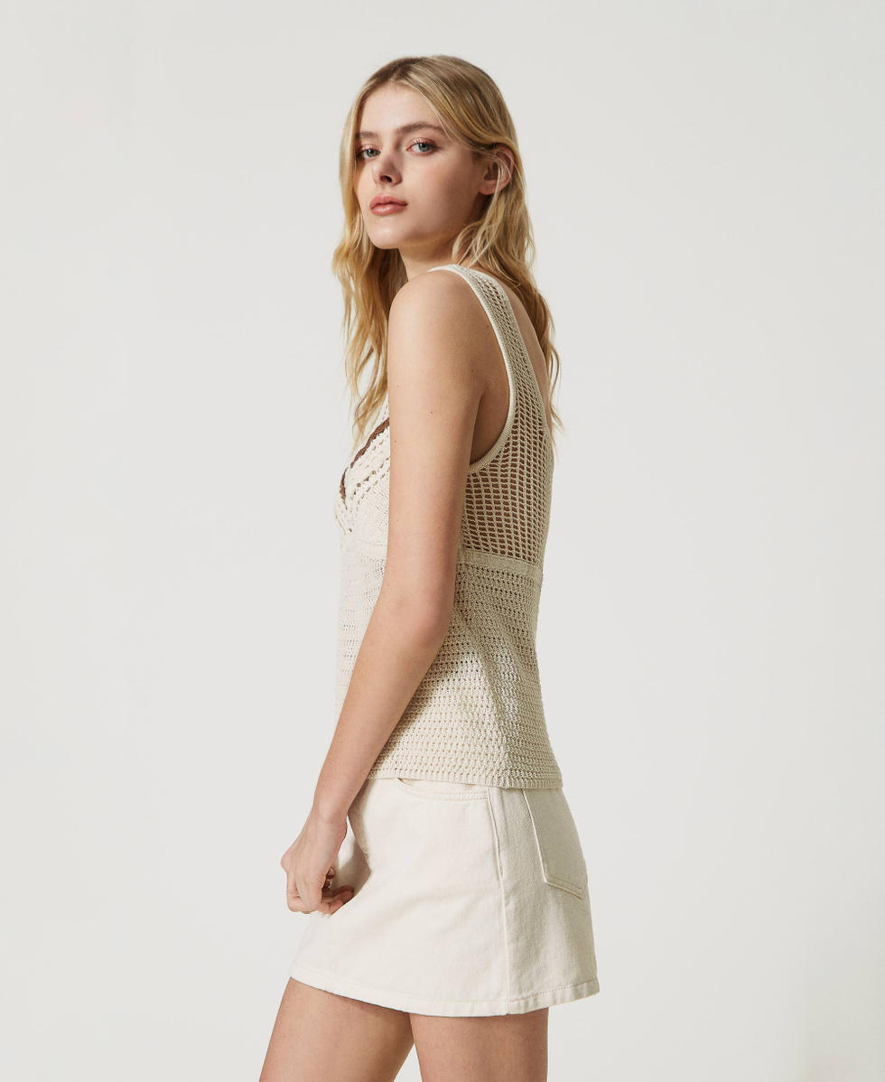 Mesh stitch and crochet top