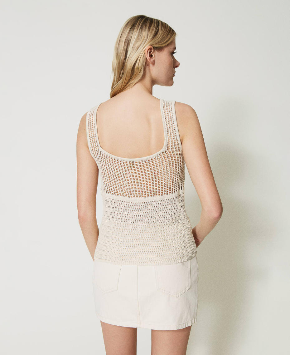 Top en maille point filet et crochet