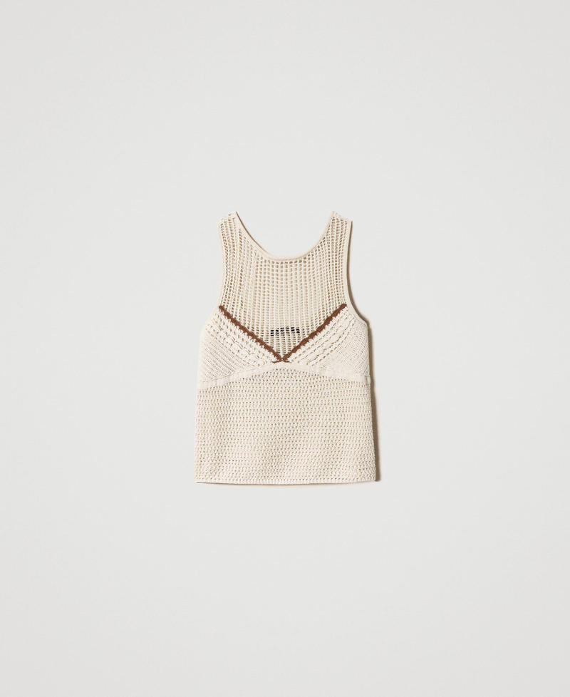 Top en maille point filet et crochet