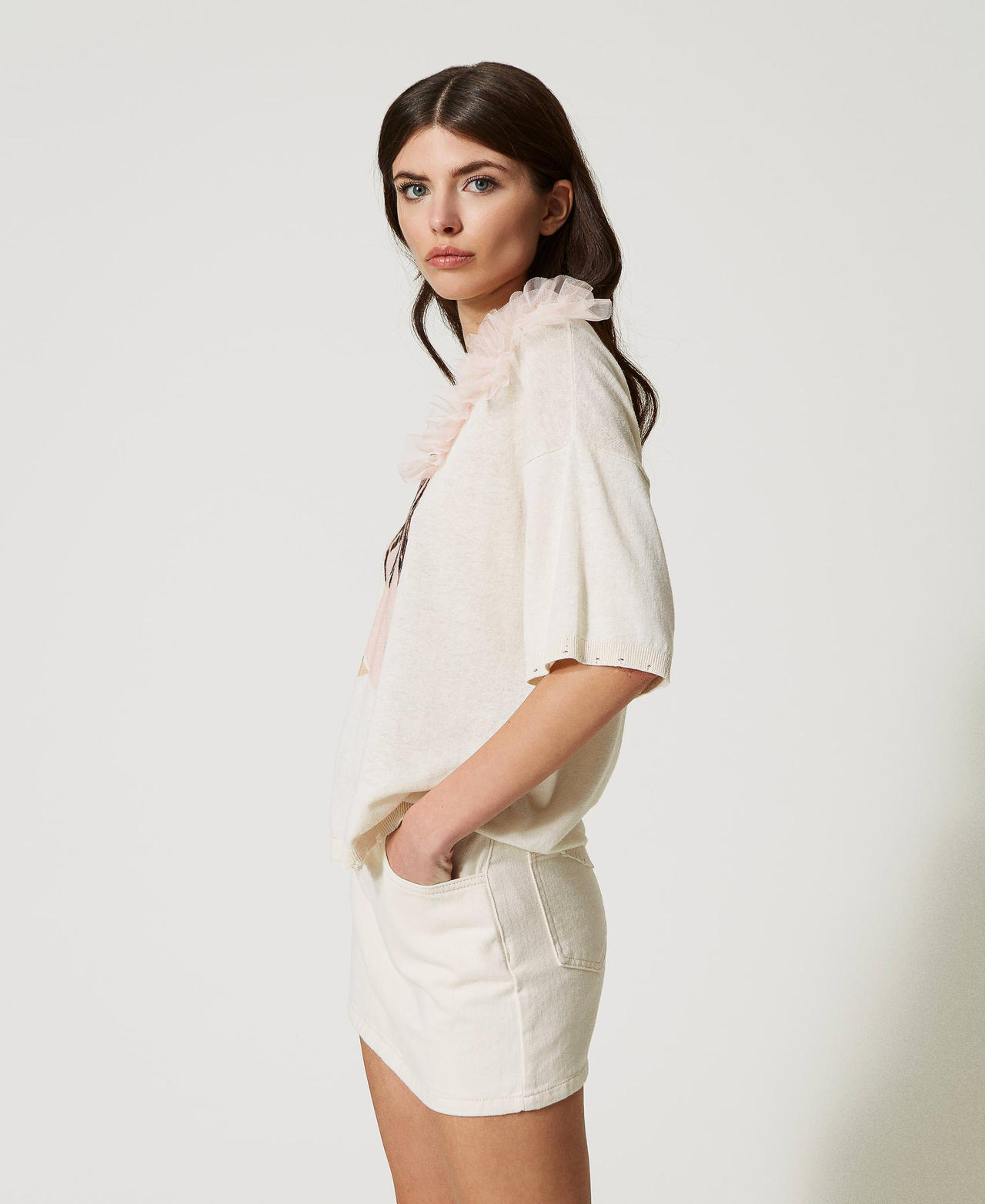 Pullover aus Leinenmischung mit Print