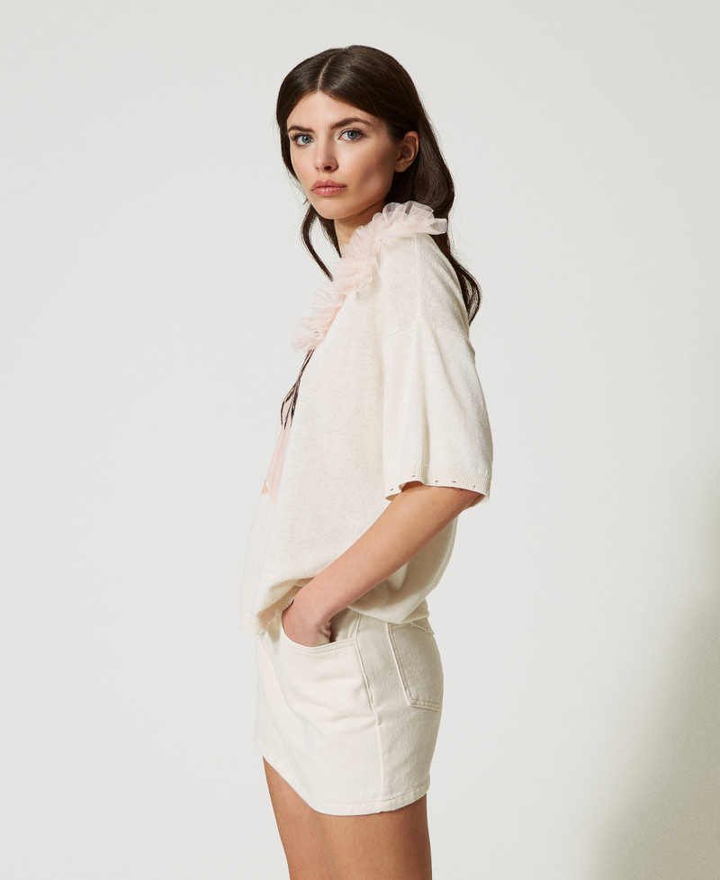 Pull Léger Brooks Brothers Fille Taille XS - Mélange De Lin Rayé Rose Et Blanc