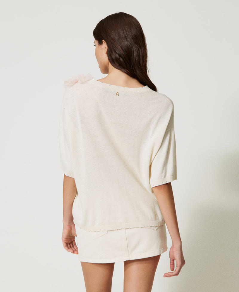 Linen blend jumper with print Wild Flower Print Woman 231AT3080_10587_04