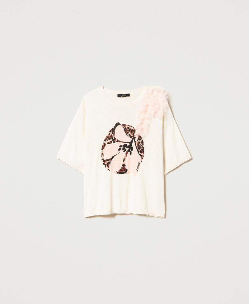 Linen blend jumper with print Wild Flower Print Woman 231AT3080_10587_0S