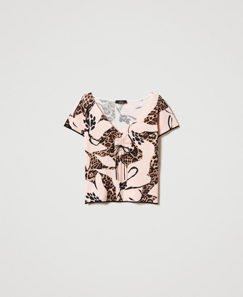 Pullover aus Leinenmischung mit Animalprint