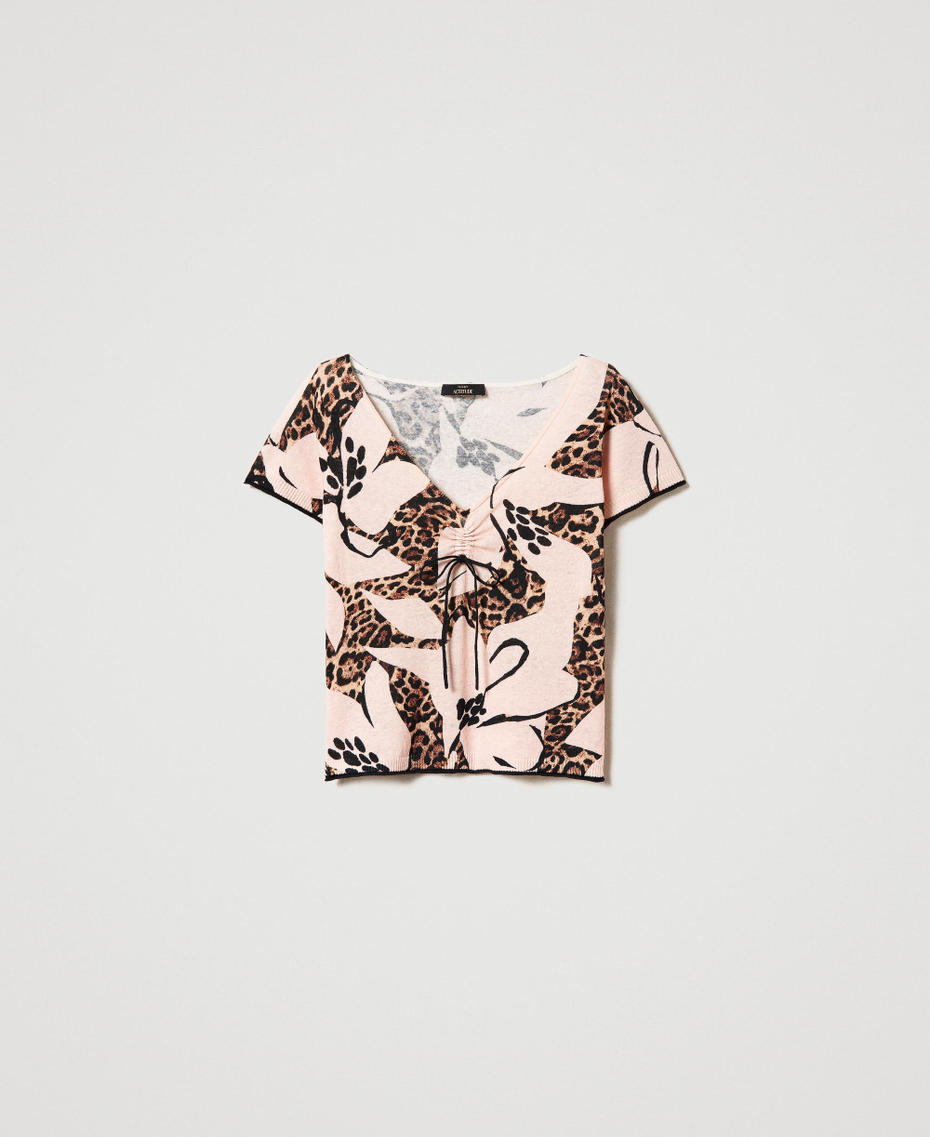 Pullover aus Leinenmischung mit Animalprint