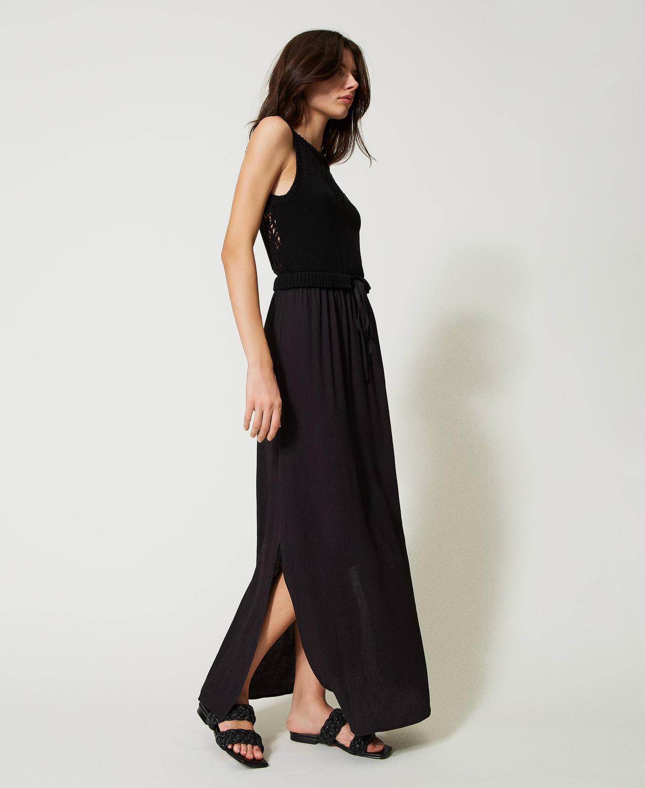 Robe longue double usage en maille Noir Femme 231AT3091_00006_02