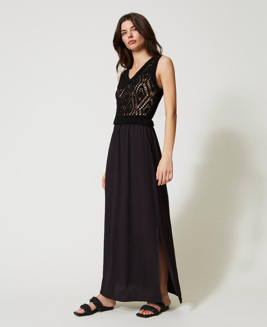 Robe longue double usage en maille Noir Femme 231AT3091_00006_04