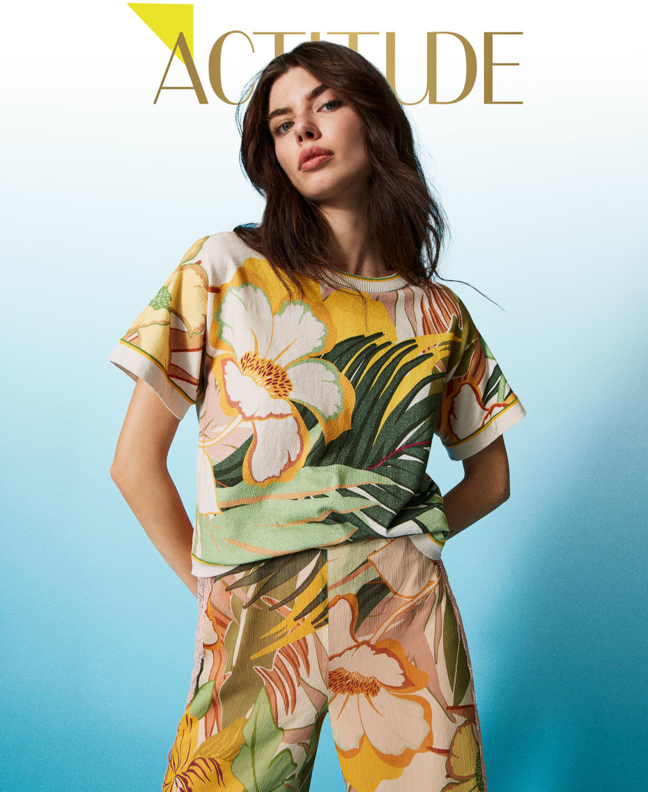 Regular jumper with print Wild Jungle Print Woman 231AT3130_10594_01