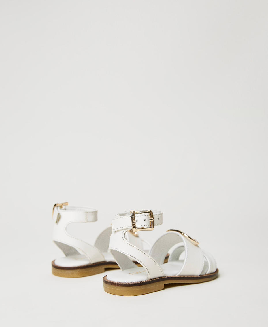 Sandales enfant en cuir avec logo