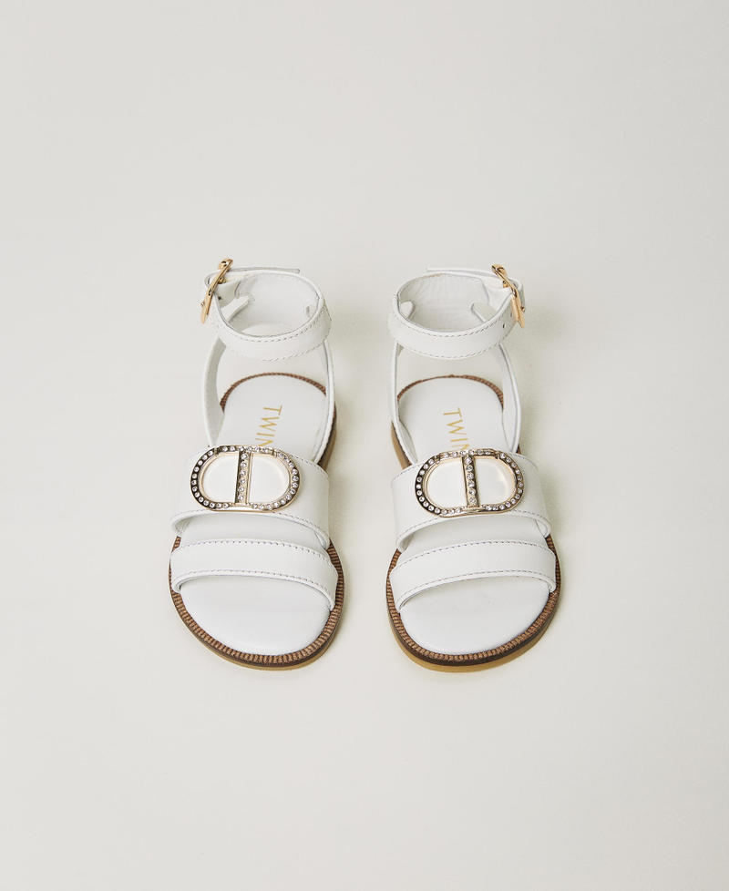 Sandales enfant en cuir avec logo