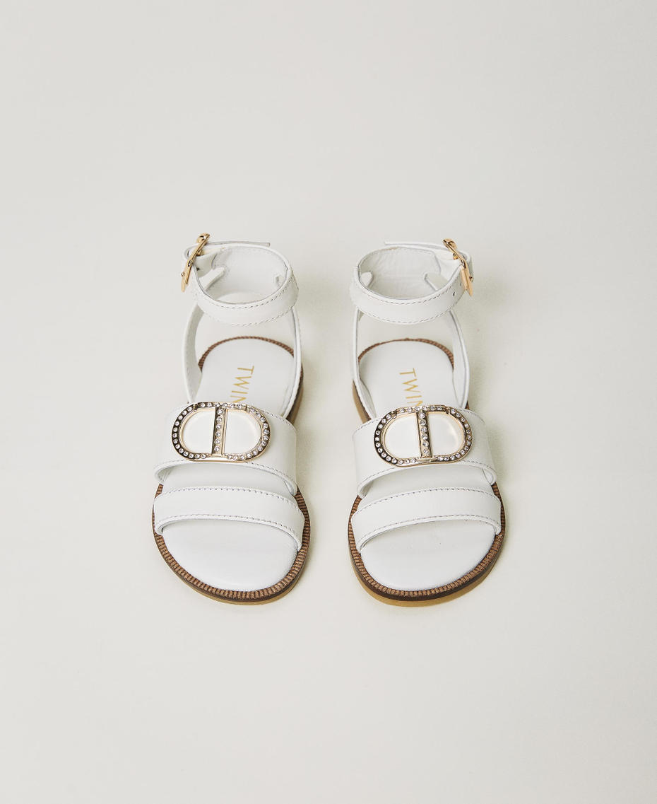 Sandales enfant en cuir avec logo