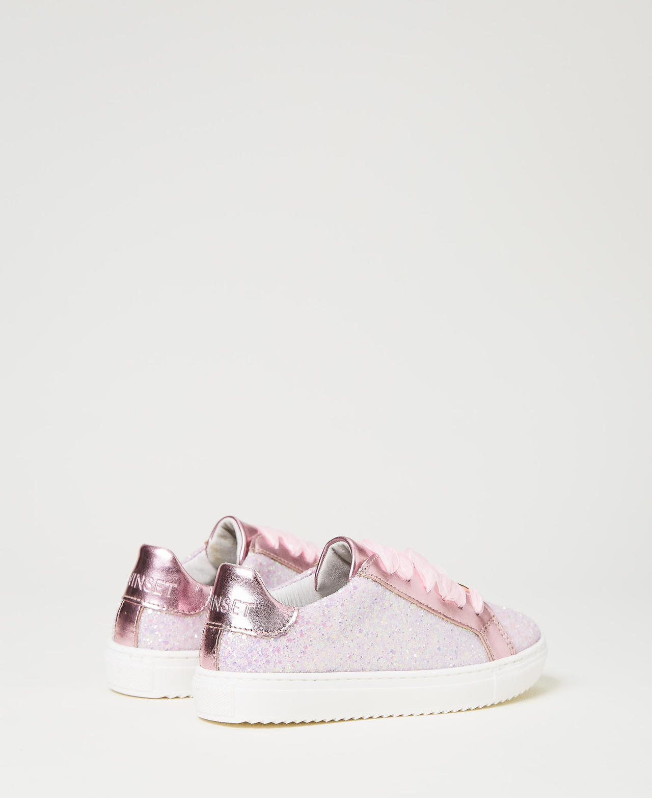 Gold Glitter Trim Laced Trainers