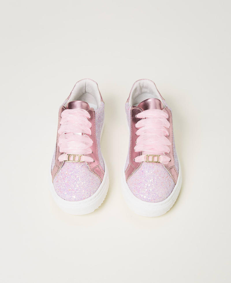 Sneakers in glitter Glitter Rose Bambina 231GCJ014-04
