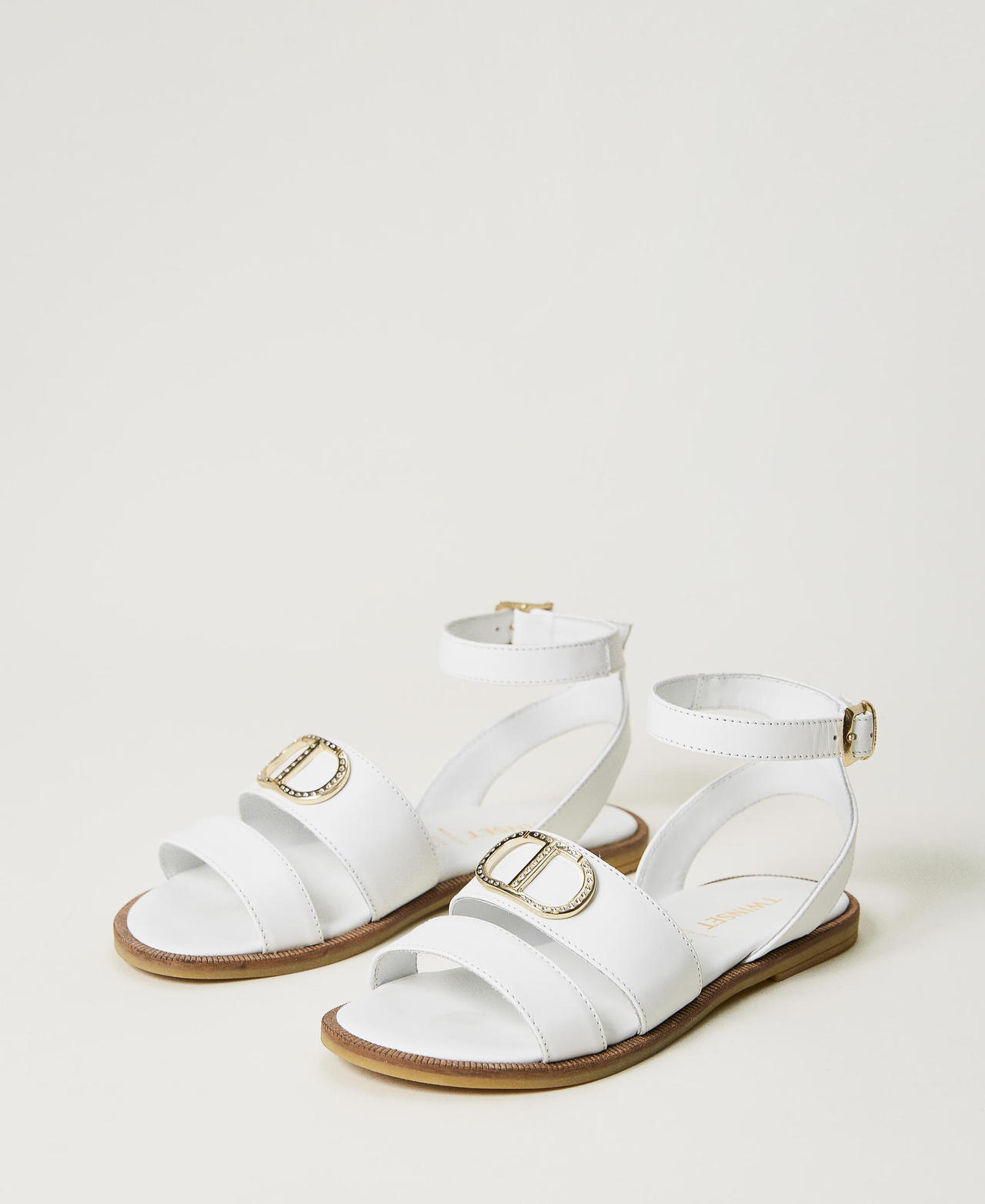 Sandales en cuir avec logo