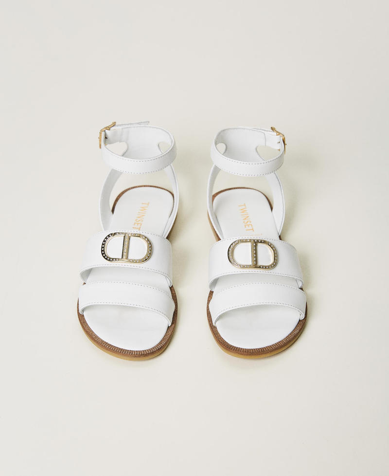 Sandales en cuir avec logo