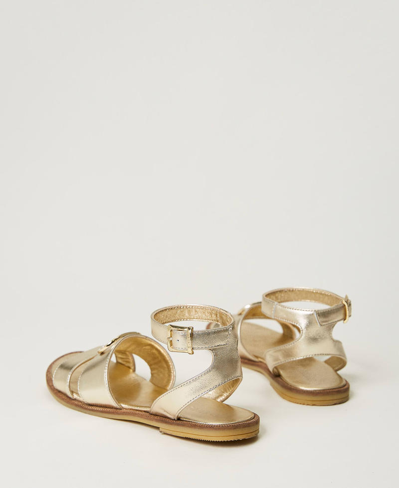 Leather sandals with logo White Girl 231GCJ076-03