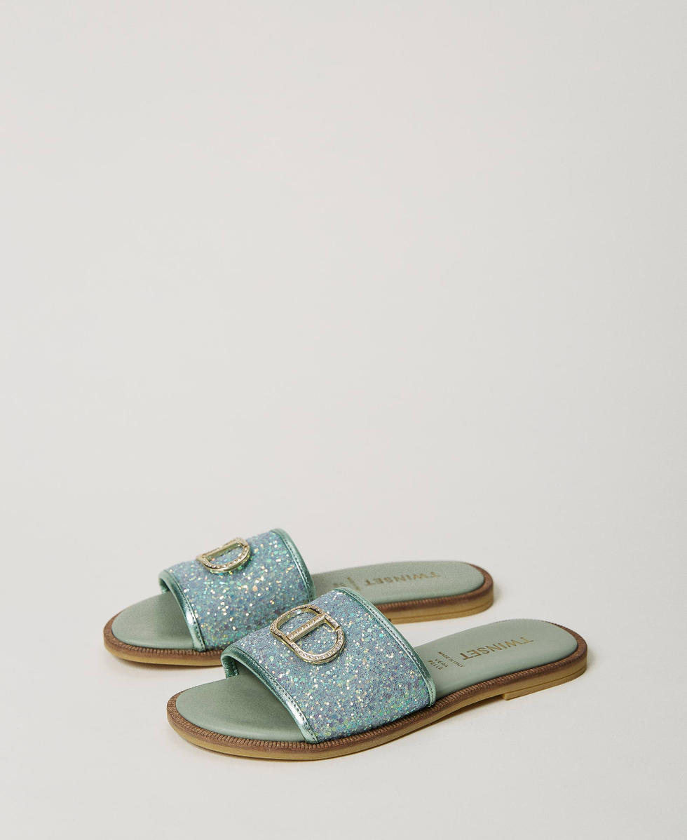 Sandali slide in glitter