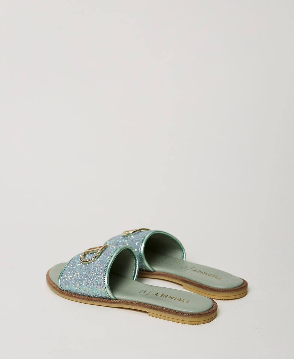 Sandali slide in glitter