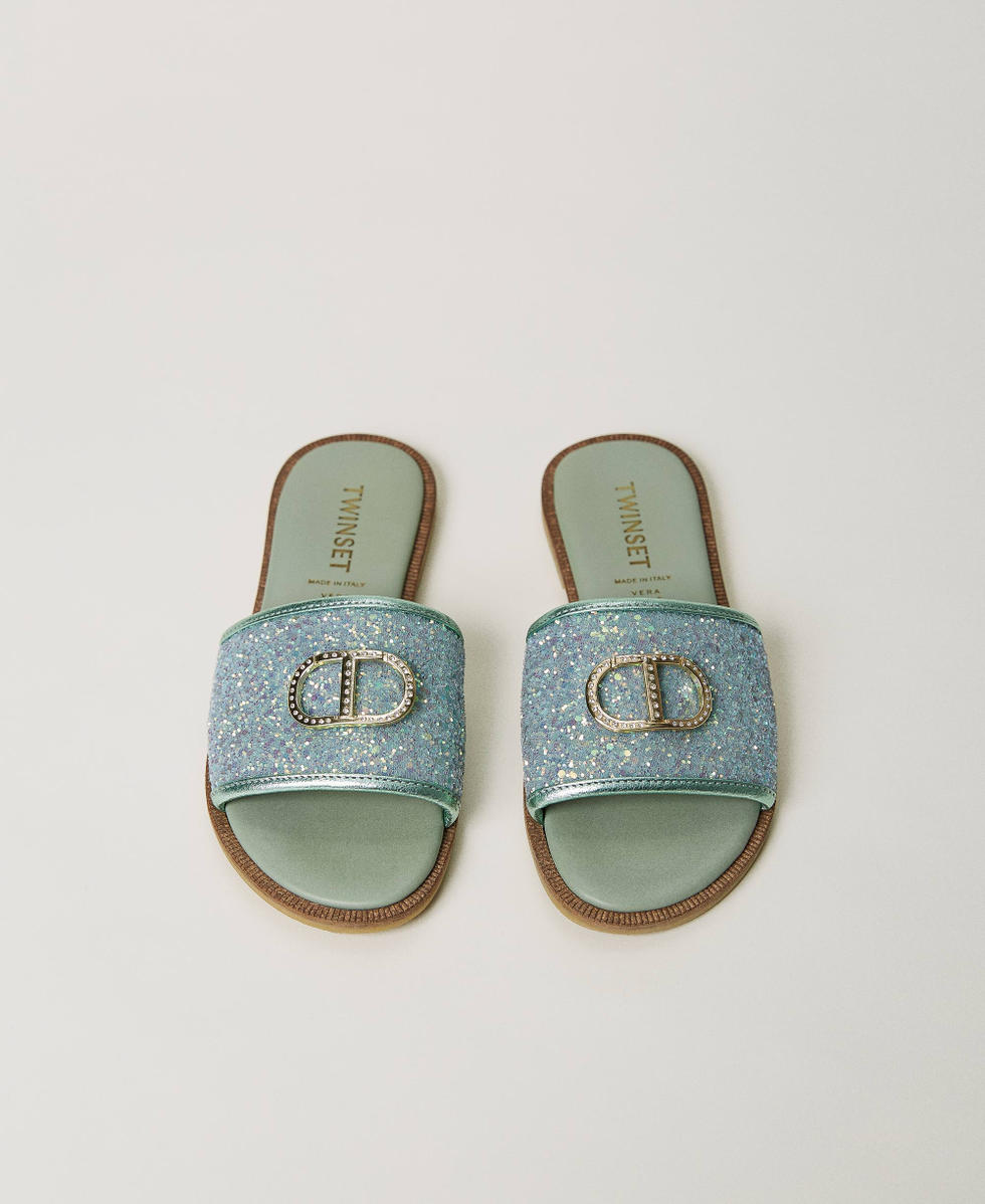 Sandali slide in glitter