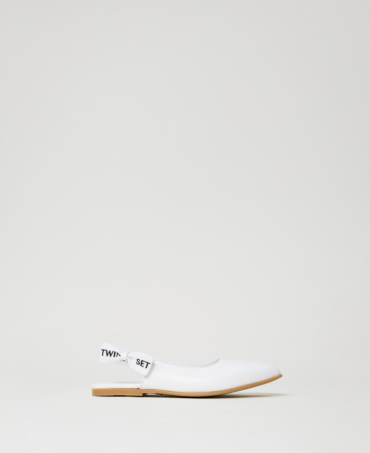 Ballerine sling back con logo Bambina Bianco TWINSET Milano