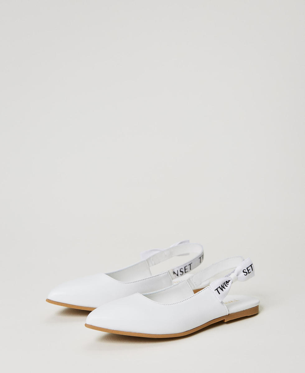 Sling back ballerina shoes with logo Girl White TWINSET Milano