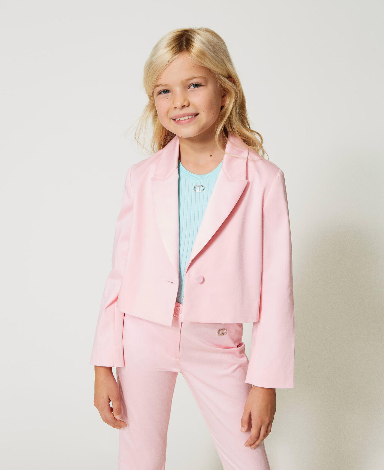 Blazer with satin lapels Girl Pink TWINSET Milano