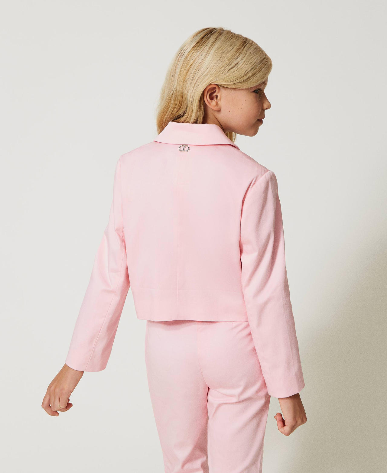 Blazer avec revers en satin Rose Pastel Fille 231GJ2010-03