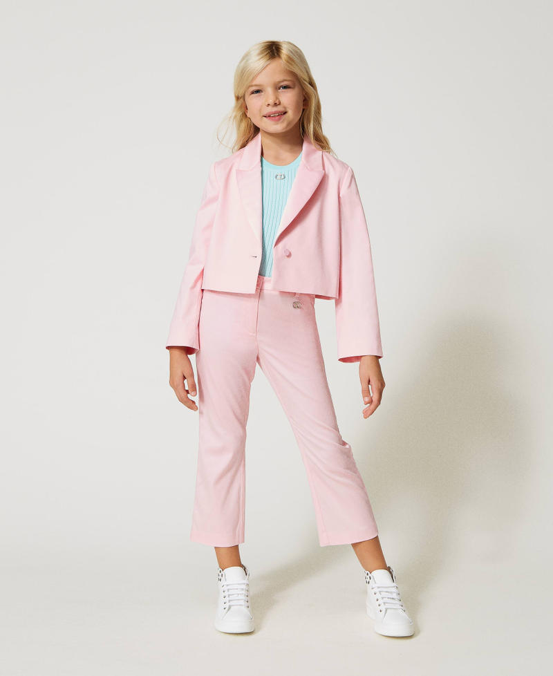 Trousers with satin bands Pastel Pink Girl 231GJ2012-01