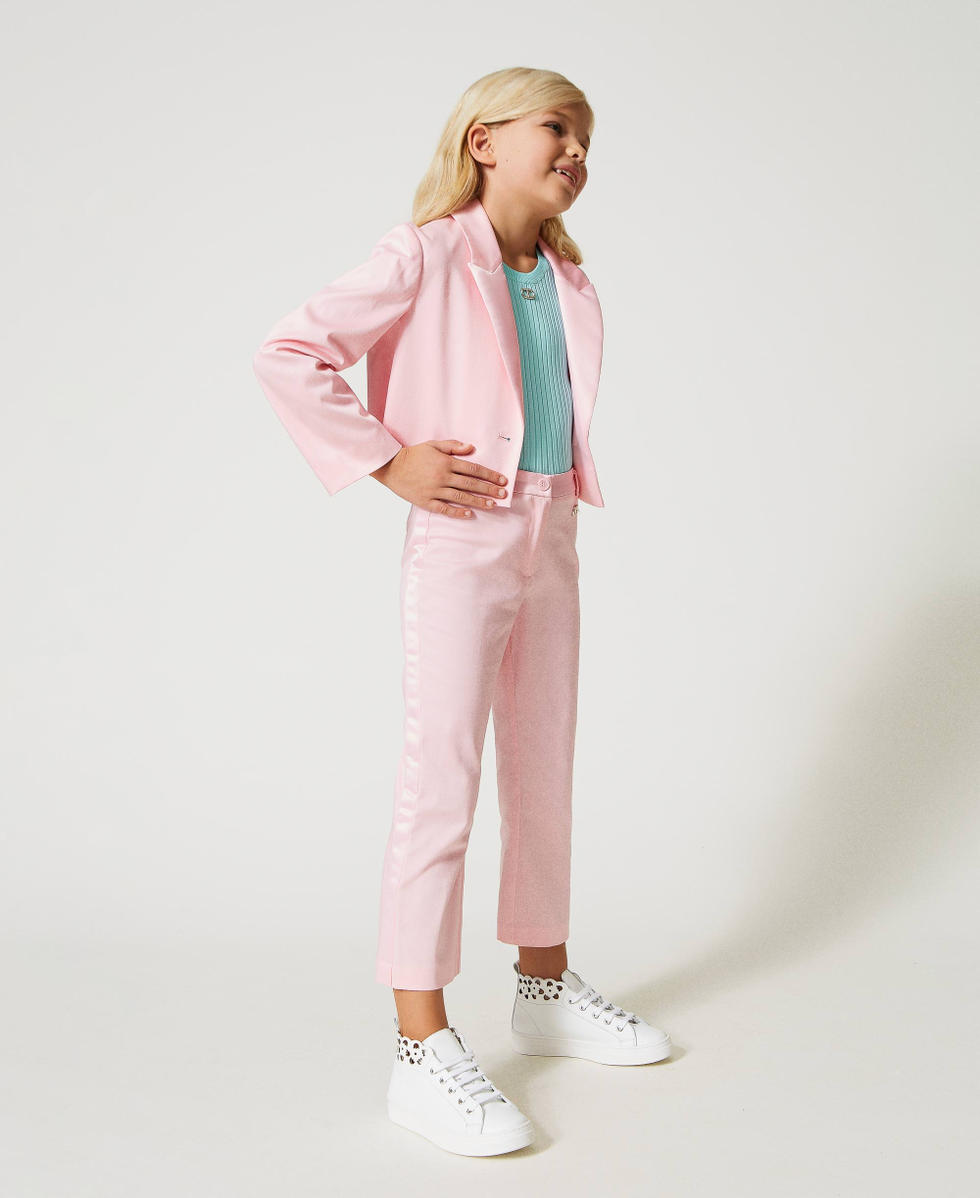 Trousers with satin bands