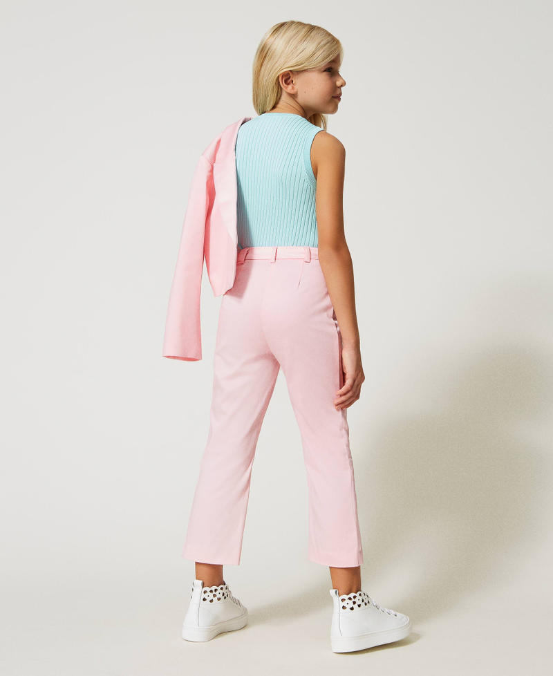 Trousers with satin bands Pastel Pink Girl 231GJ2012-03