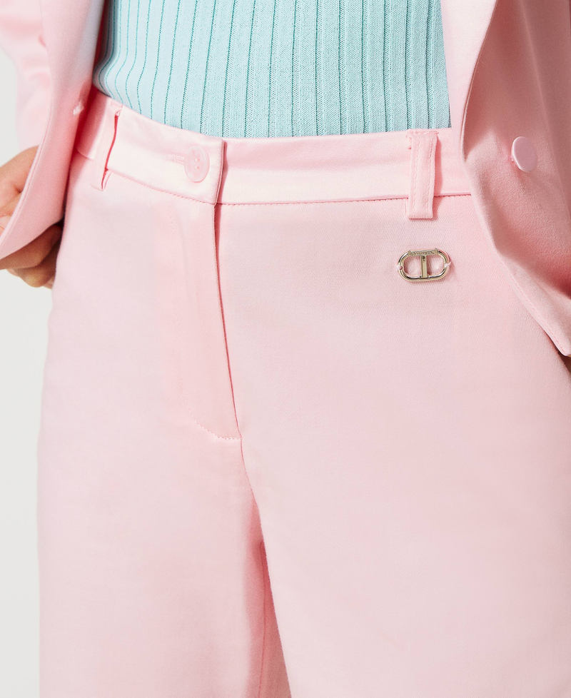 Trousers with satin bands Pastel Pink Girl 231GJ2012-04