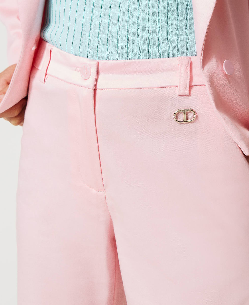 Trousers with satin bands