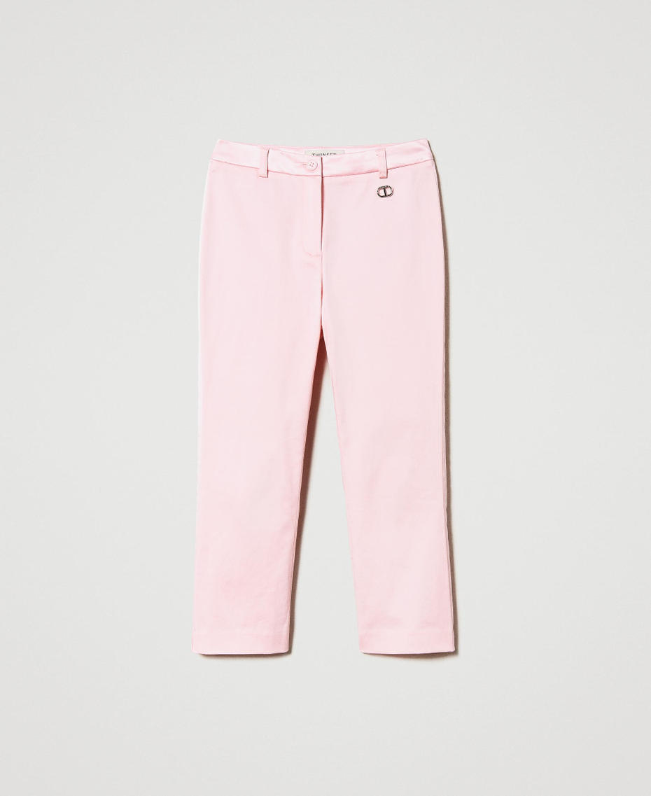 Pantalon avec bandes en satin Rose Pastel Fille 231GJ2012-0S