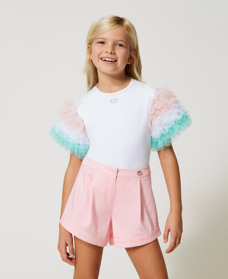Shorts with pleats Pastel Pink Child 231GJ2013-01