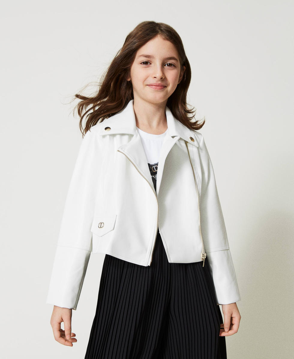 Giacca chiodo effetto pelle Bambina Bianco TWINSET Milano